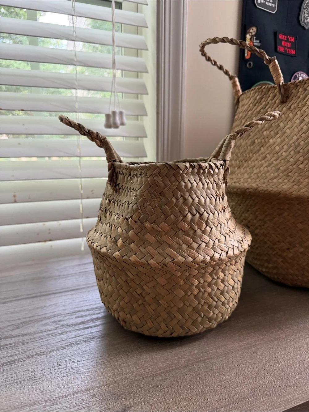 Natural Seagrass Woven Storage Basket with Handles - Neutral